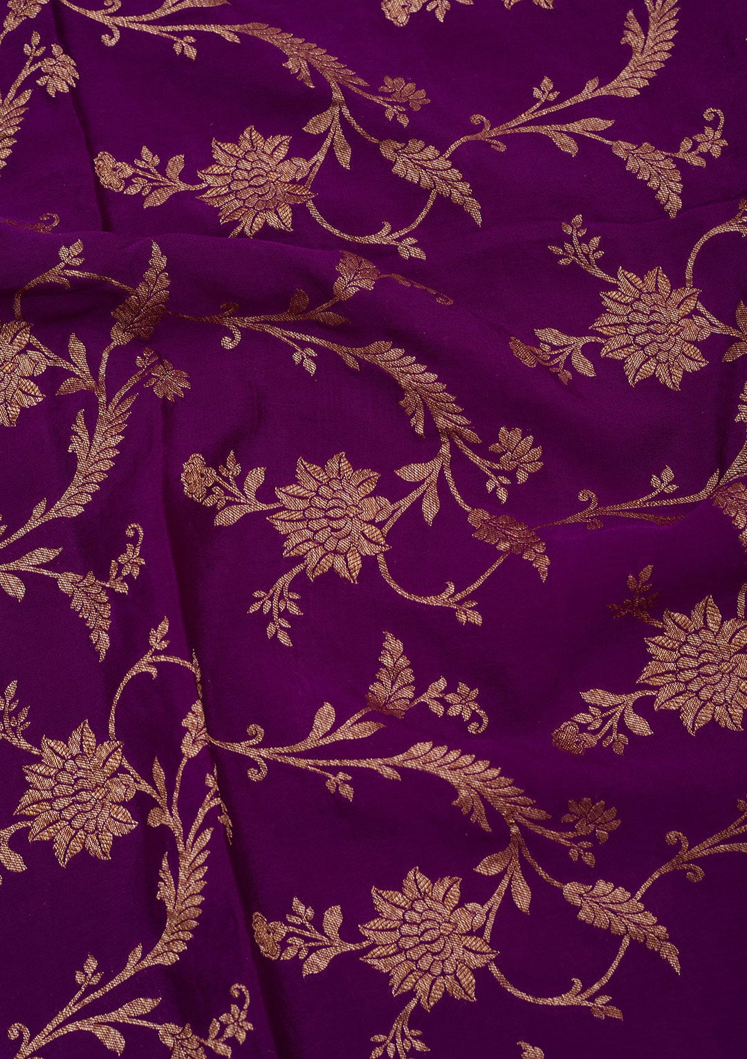 Purple Zariwork Pure Crepe Silk Saree