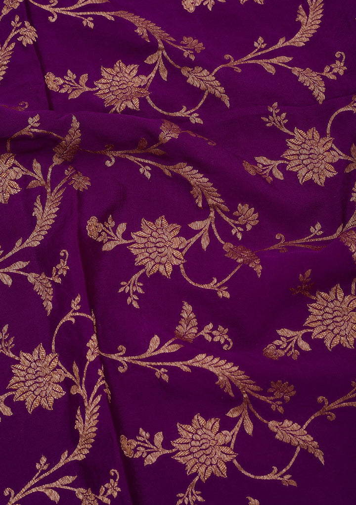Purple Zariwork Pure Crepe Silk Saree
