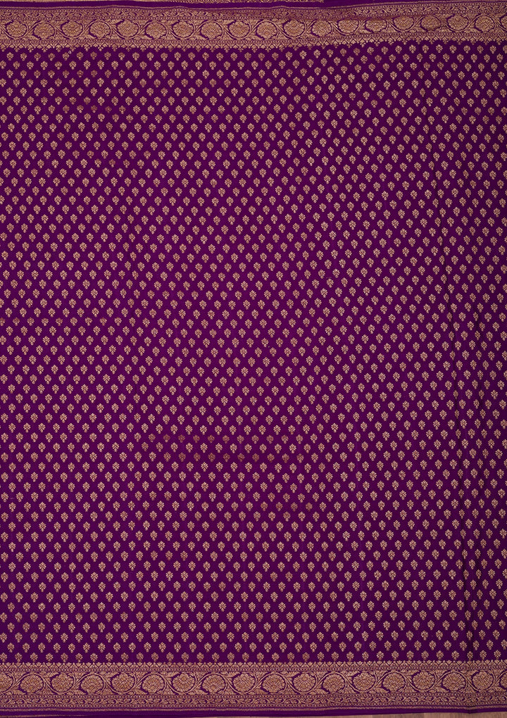 Purple Zariwork Pure Crepe Silk Saree