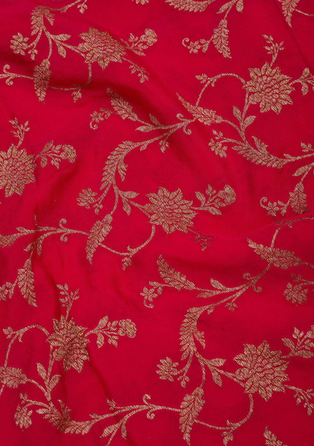 Rani Pink Zariwork Pure Crepe Silk Saree