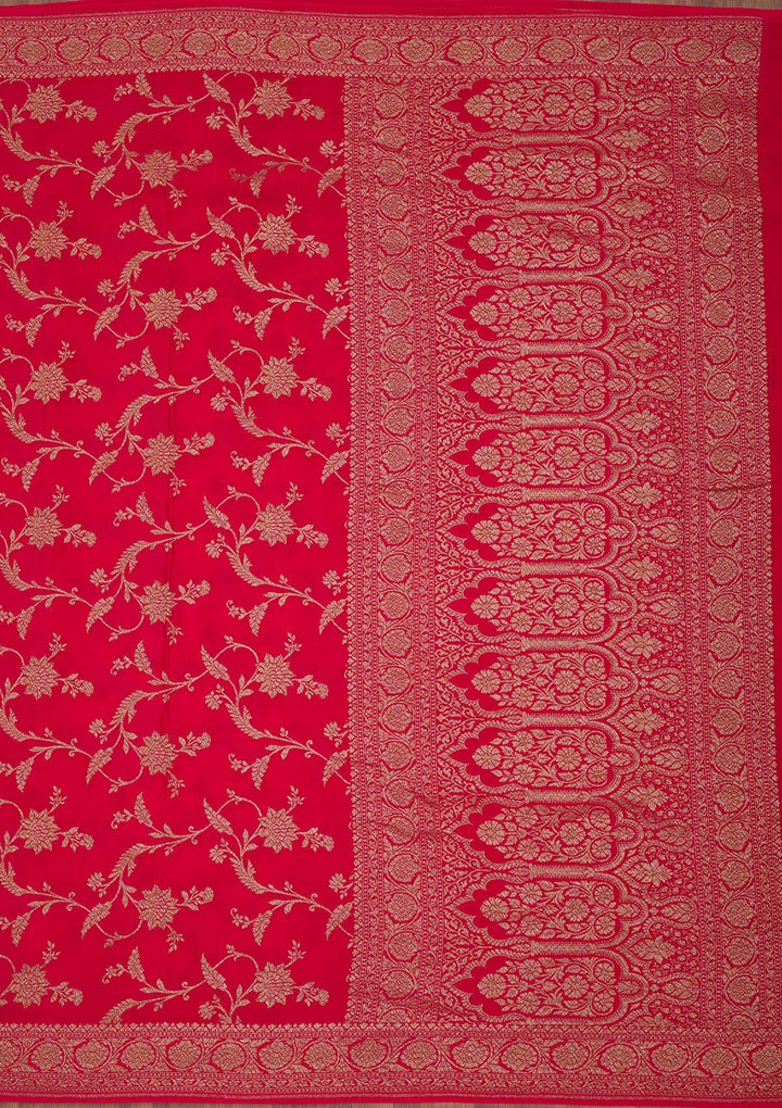 Rani Pink Zariwork Pure Crepe Silk Saree