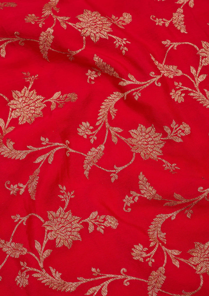 Red Zariwork Pure Crepe Silk Saree