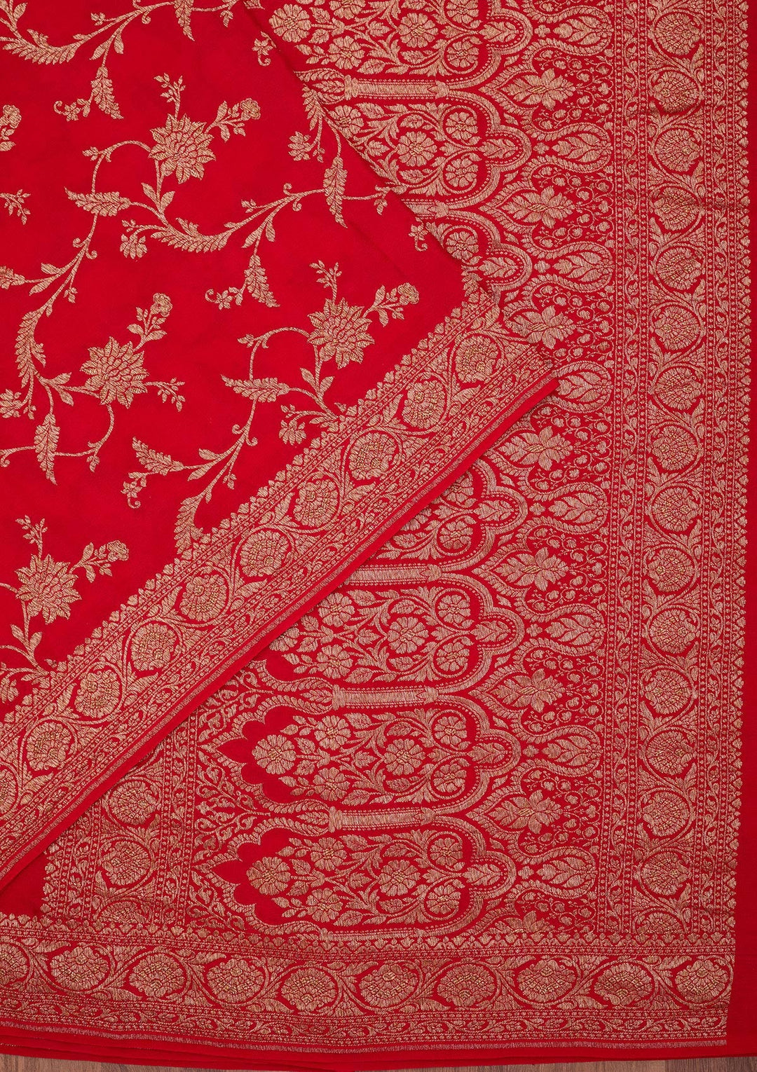 Red Zariwork Pure Crepe Silk Saree