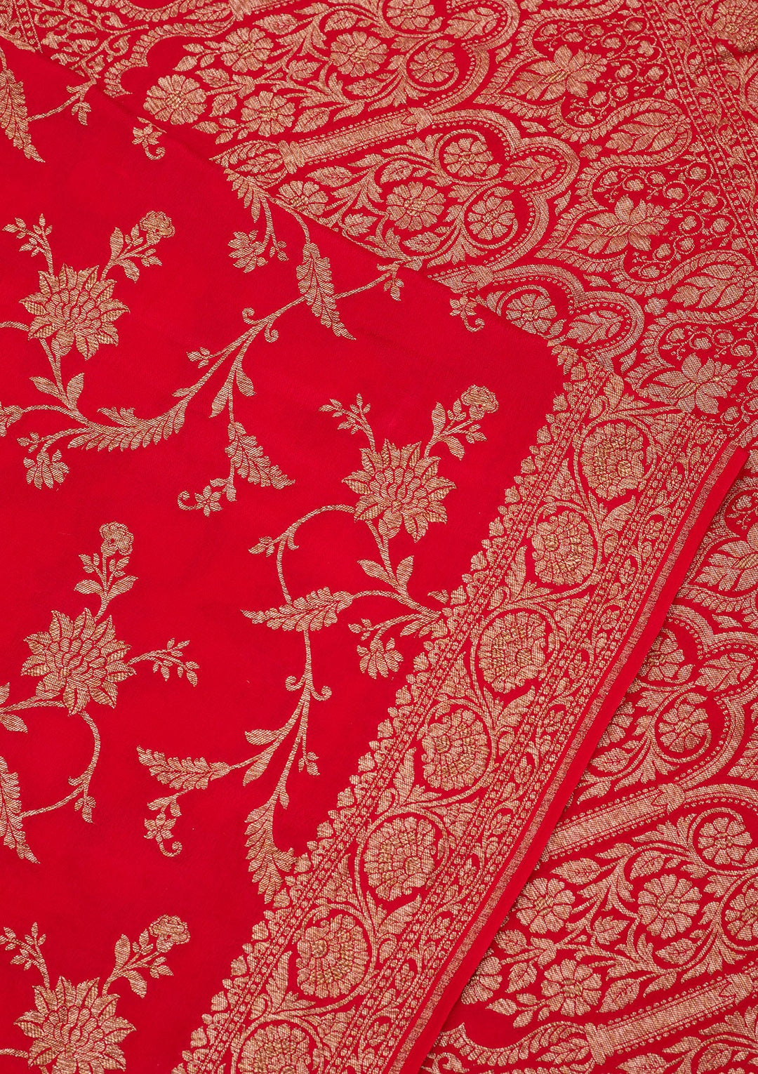 Red Zariwork Pure Crepe Silk Saree