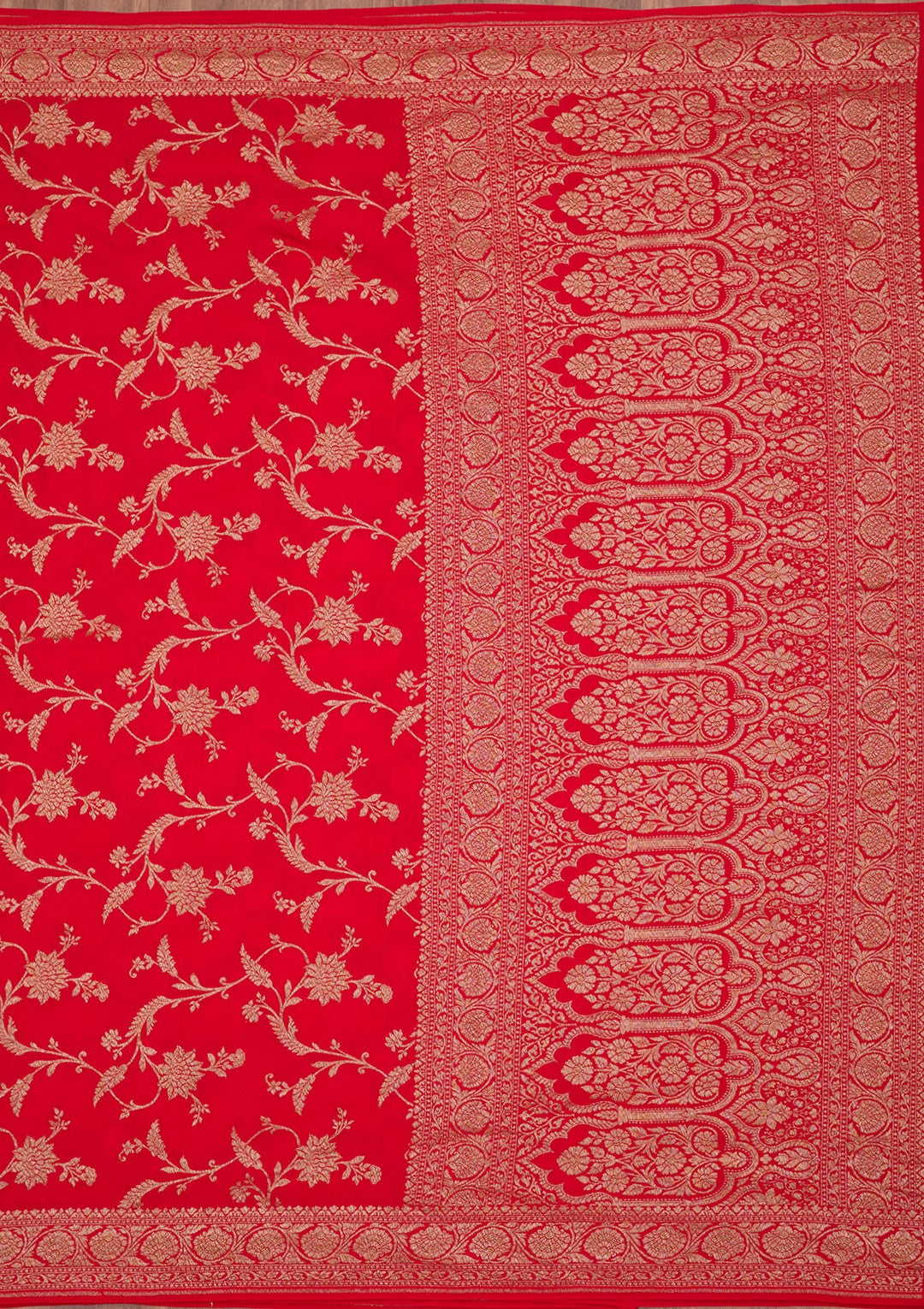 Red Zariwork Pure Crepe Silk Saree
