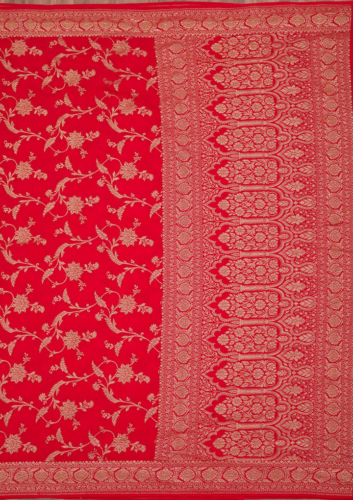 Red Zariwork Pure Crepe Silk Saree