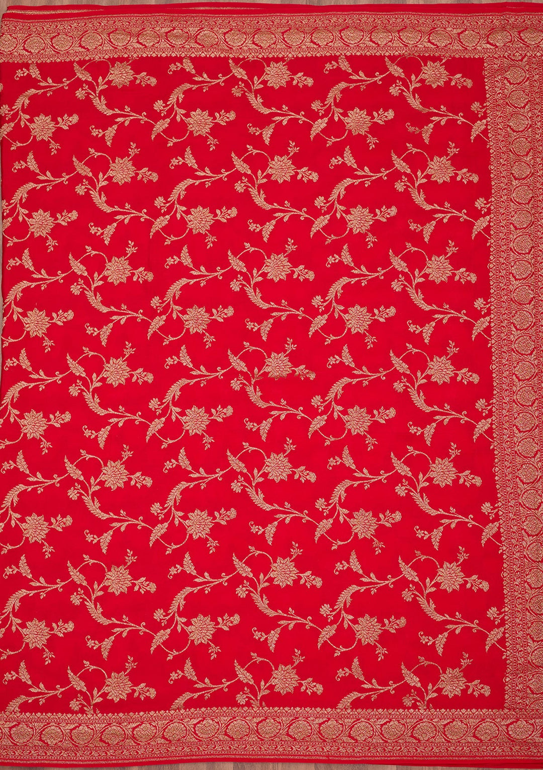 Red Zariwork Pure Crepe Silk Saree
