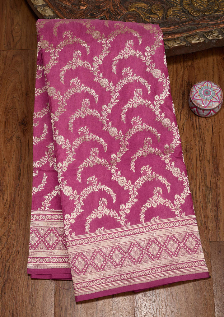 Mauve Zariwork Pure Silk Saree-koskii