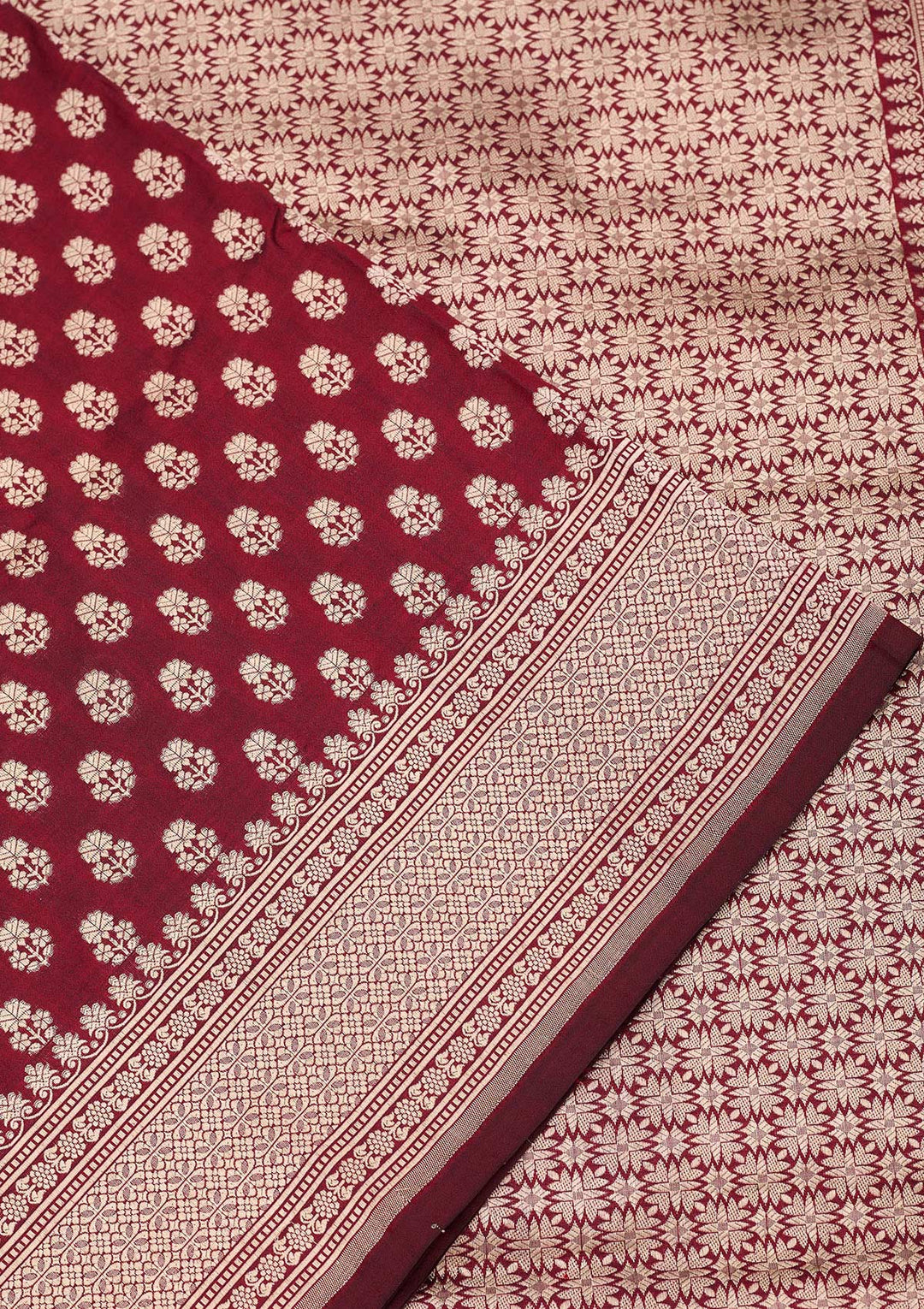 Maroon Zariwork Pure Silk Saree-koskii