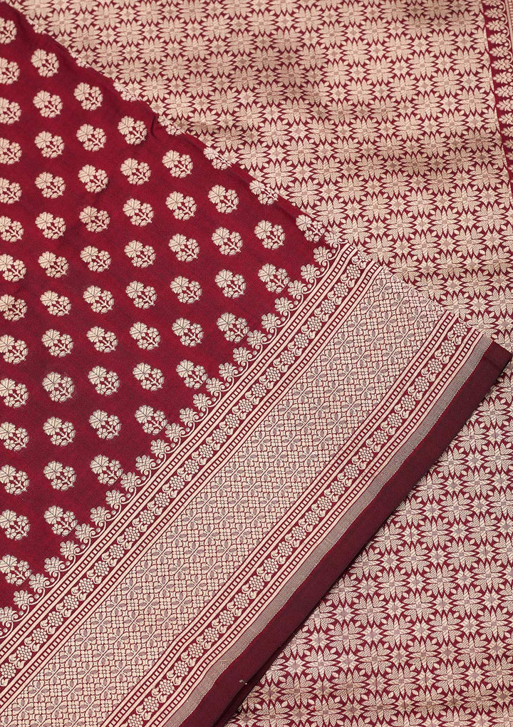 Maroon Zariwork Pure Silk Saree-koskii