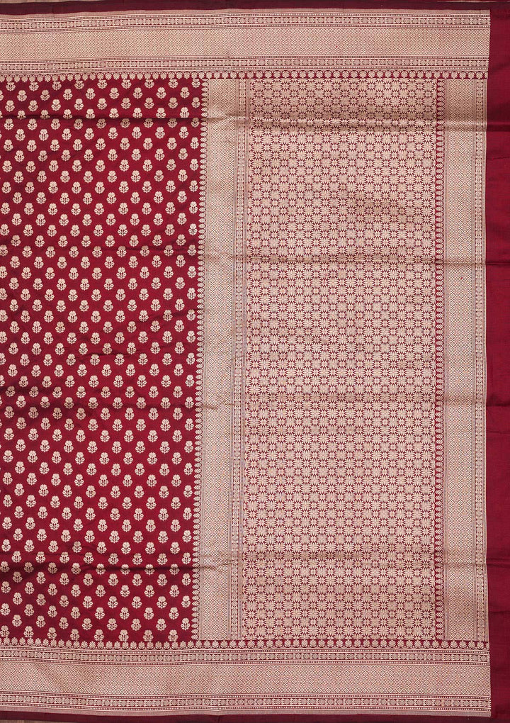 Maroon Zariwork Pure Silk Saree-koskii