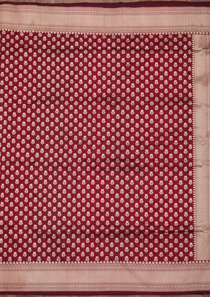 Maroon Zariwork Pure Silk Saree-koskii