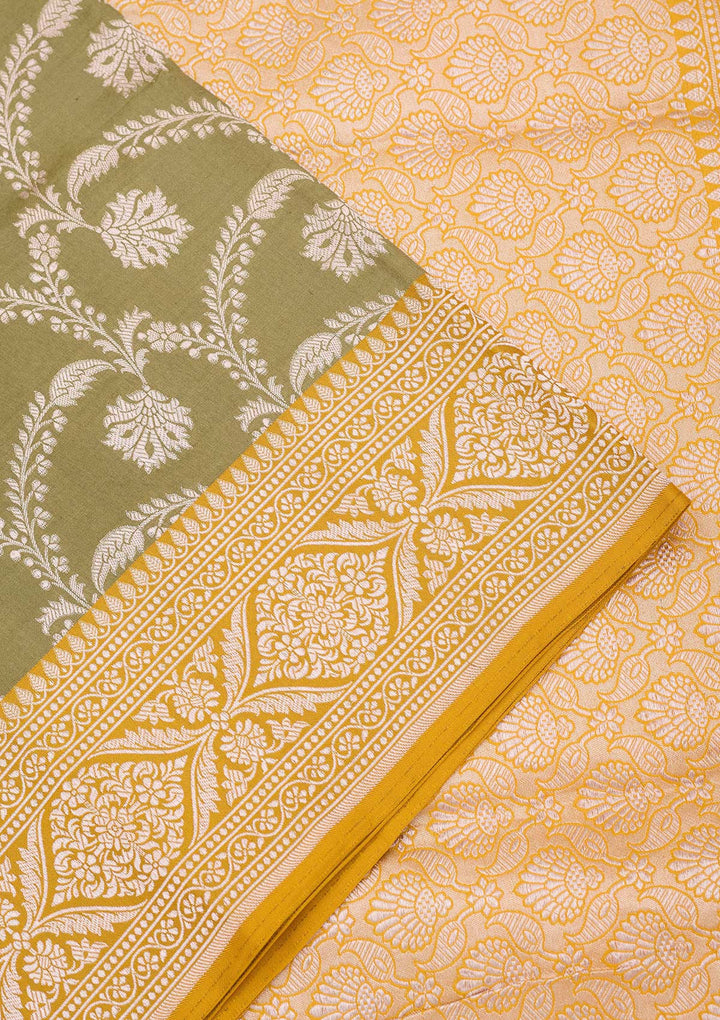 Pista Green Zariwork Pure Silk Saree-koskii