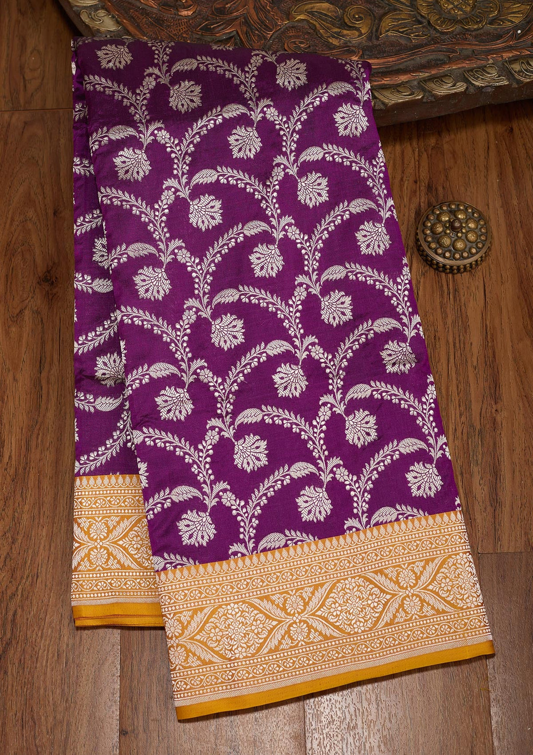 Purple Zariwork Pure Silk Saree-koskii