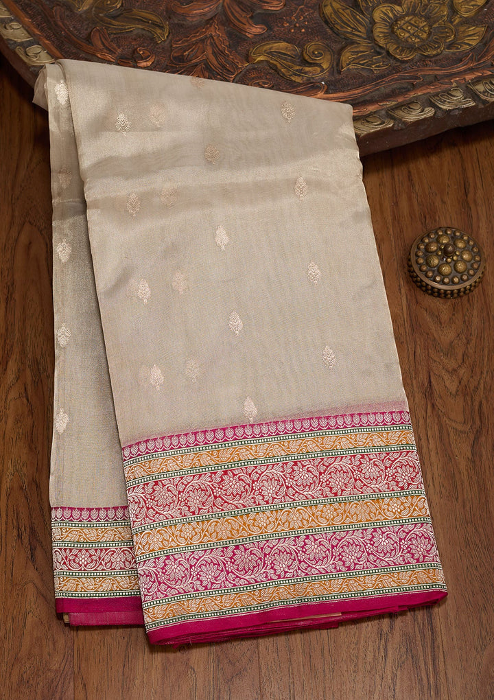 Beige Zariwork Tissue Silk Saree-koskii