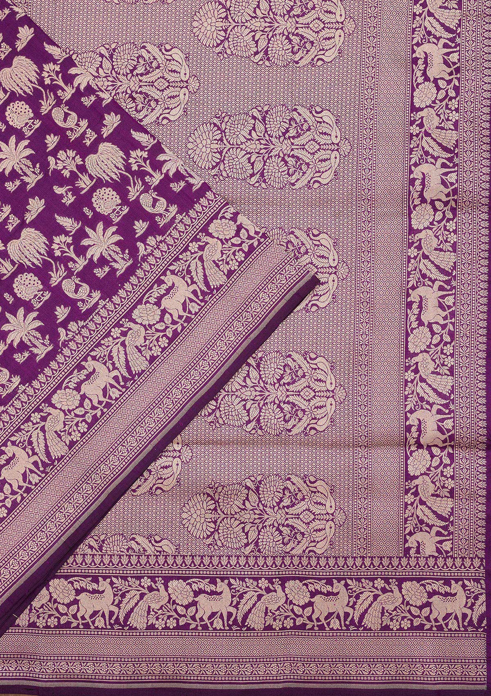 Purple Zariwork Pure Silk Saree-koskii