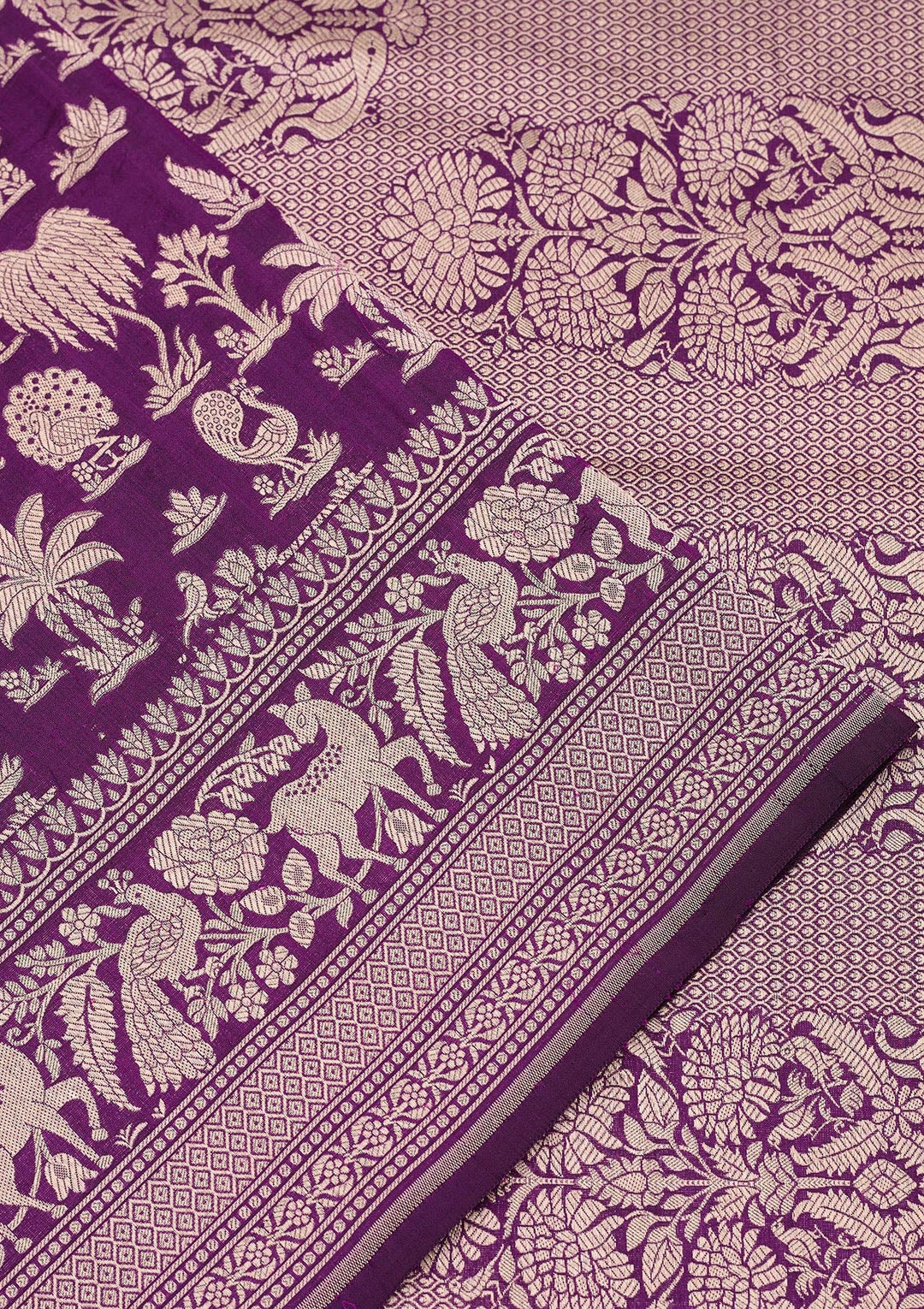 Purple Zariwork Pure Silk Saree-koskii