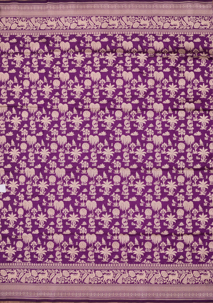 Purple Zariwork Pure Silk Saree-koskii