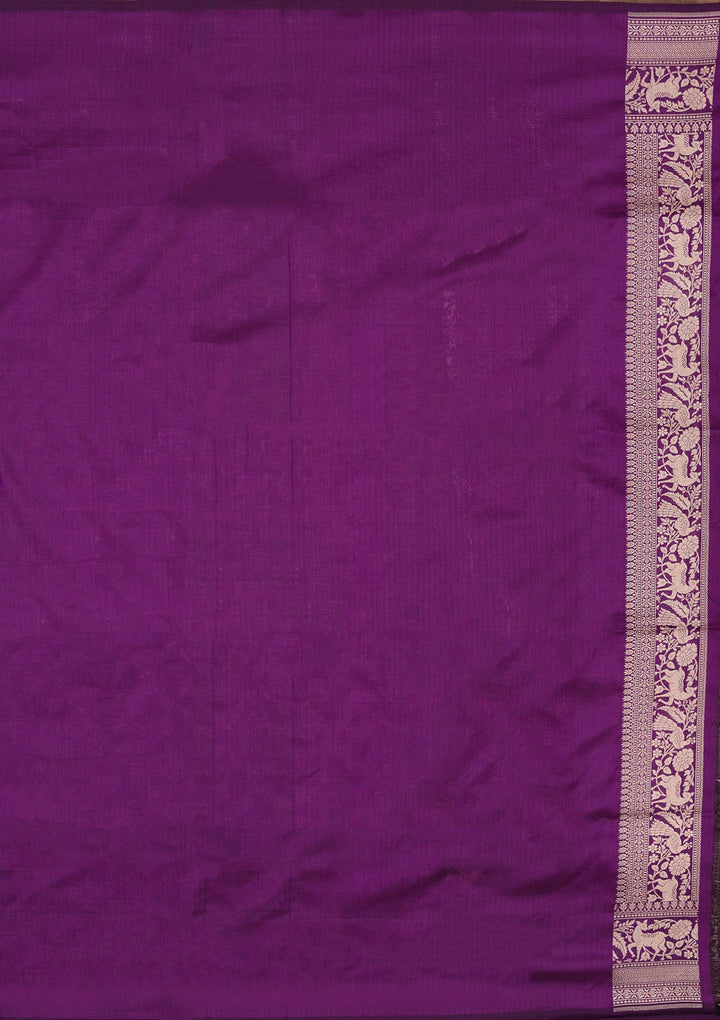 Purple Zariwork Pure Silk Saree-koskii