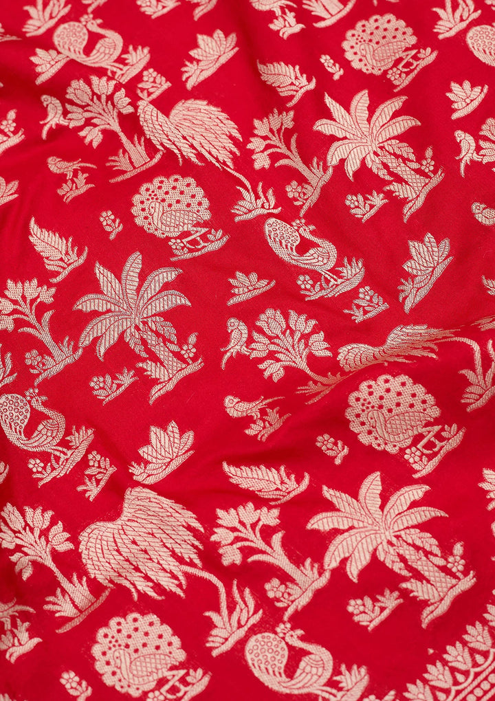 Red Zariwork Pure Silk Saree-koskii