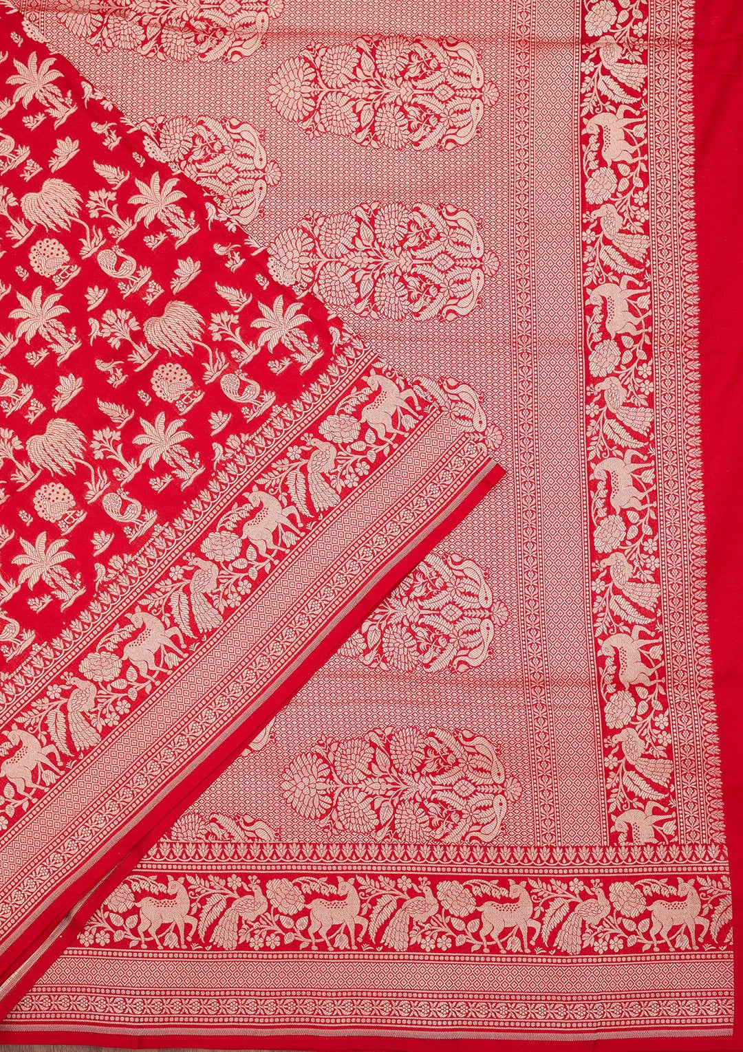 Red Zariwork Pure Silk Saree-koskii