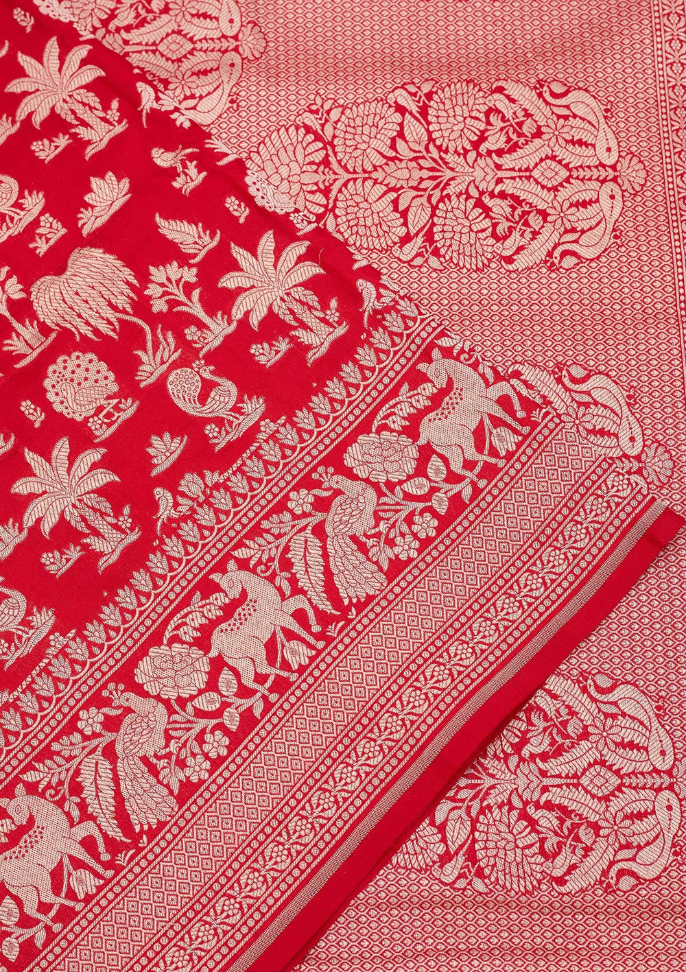 Red Zariwork Pure Silk Saree-koskii