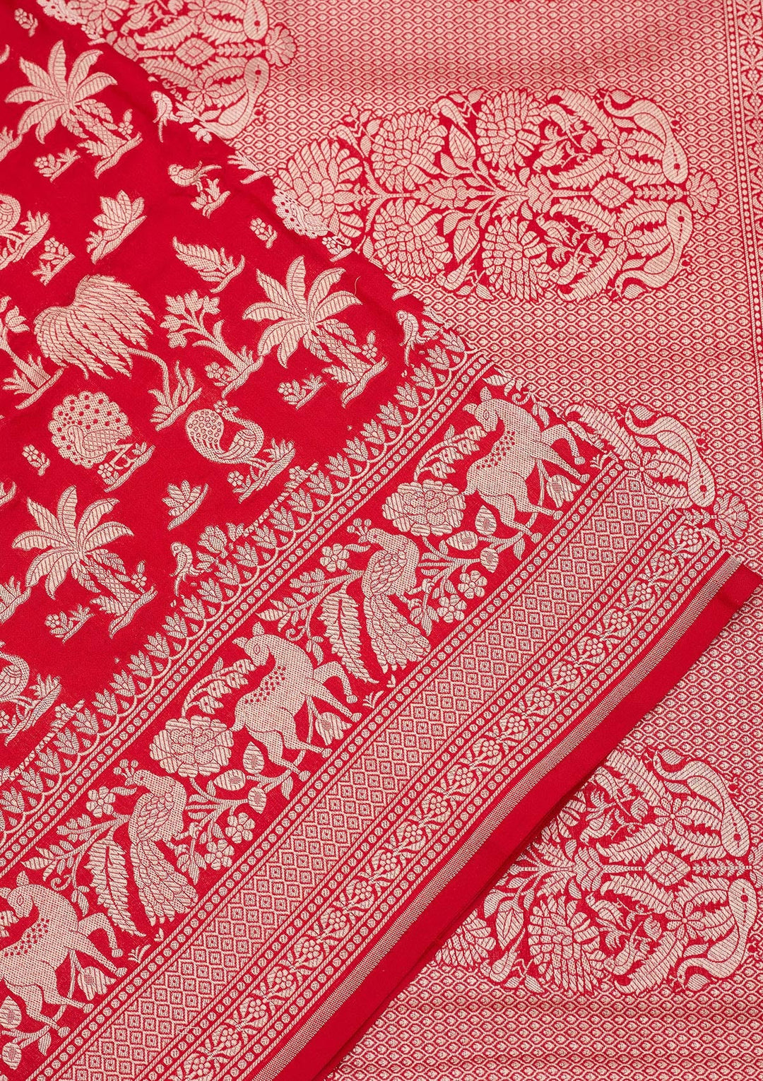 Red Zariwork Pure Silk Saree-koskii