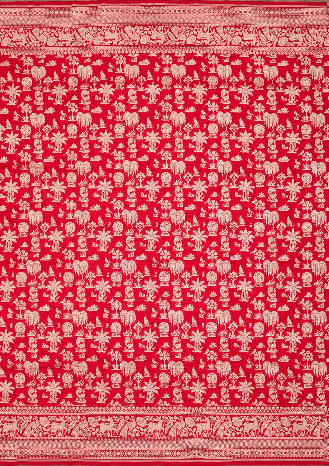 Red Zariwork Pure Silk Saree-koskii