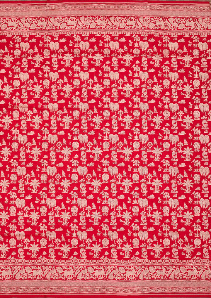 Red Zariwork Pure Silk Saree-koskii