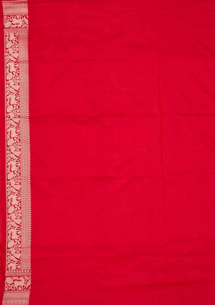 Red Zariwork Pure Silk Saree-koskii