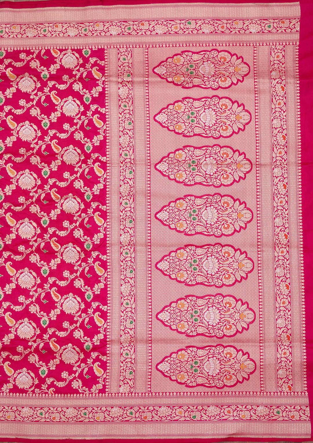 Magenta Pink Zariwork Pure Silk Saree-koskii