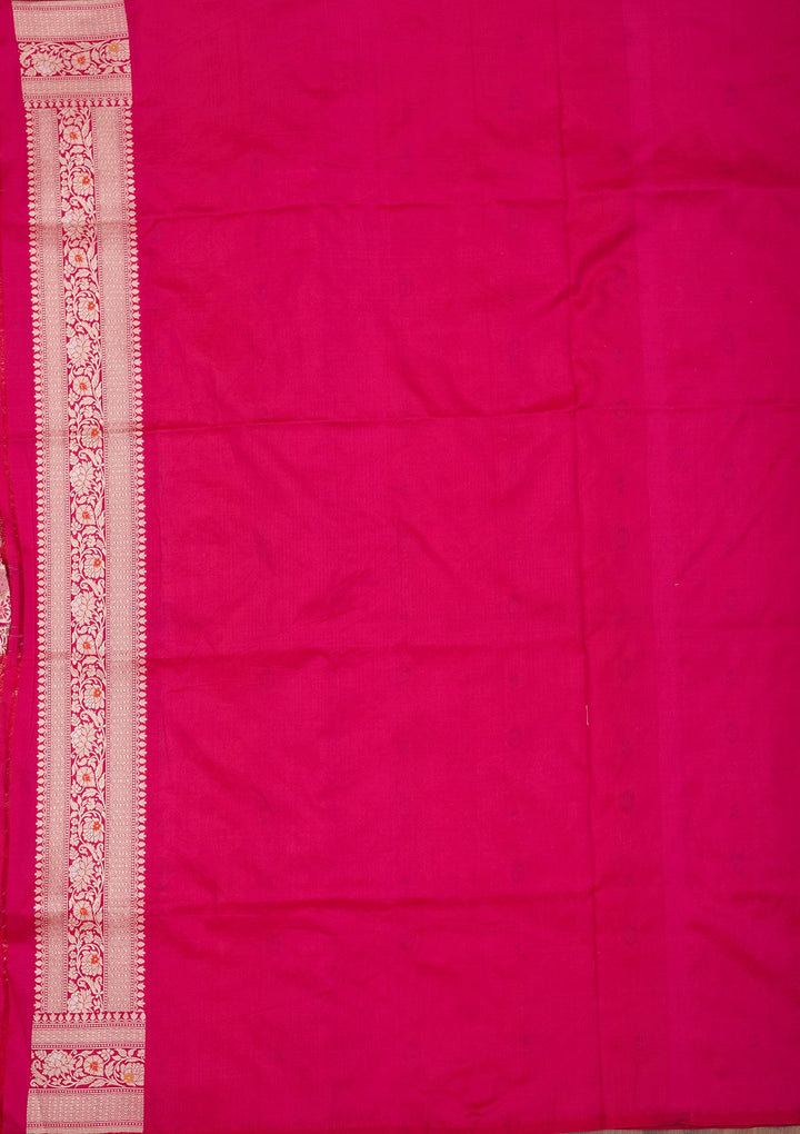 Magenta Pink Zariwork Pure Silk Saree-koskii