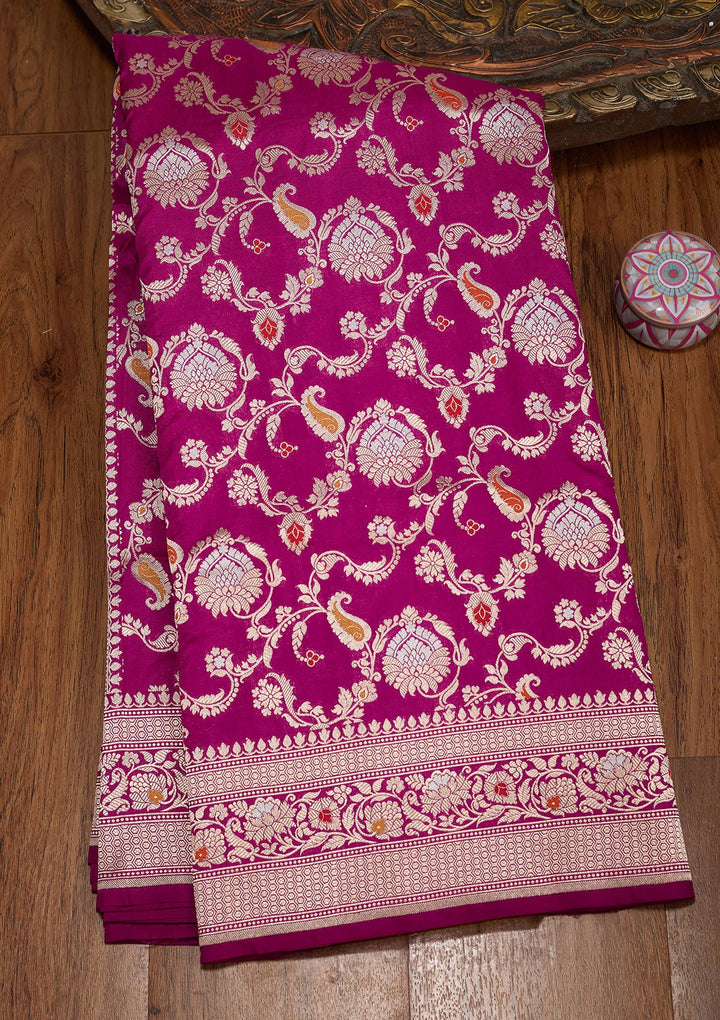 Wine Zariwork Pure Silk Saree-koskii