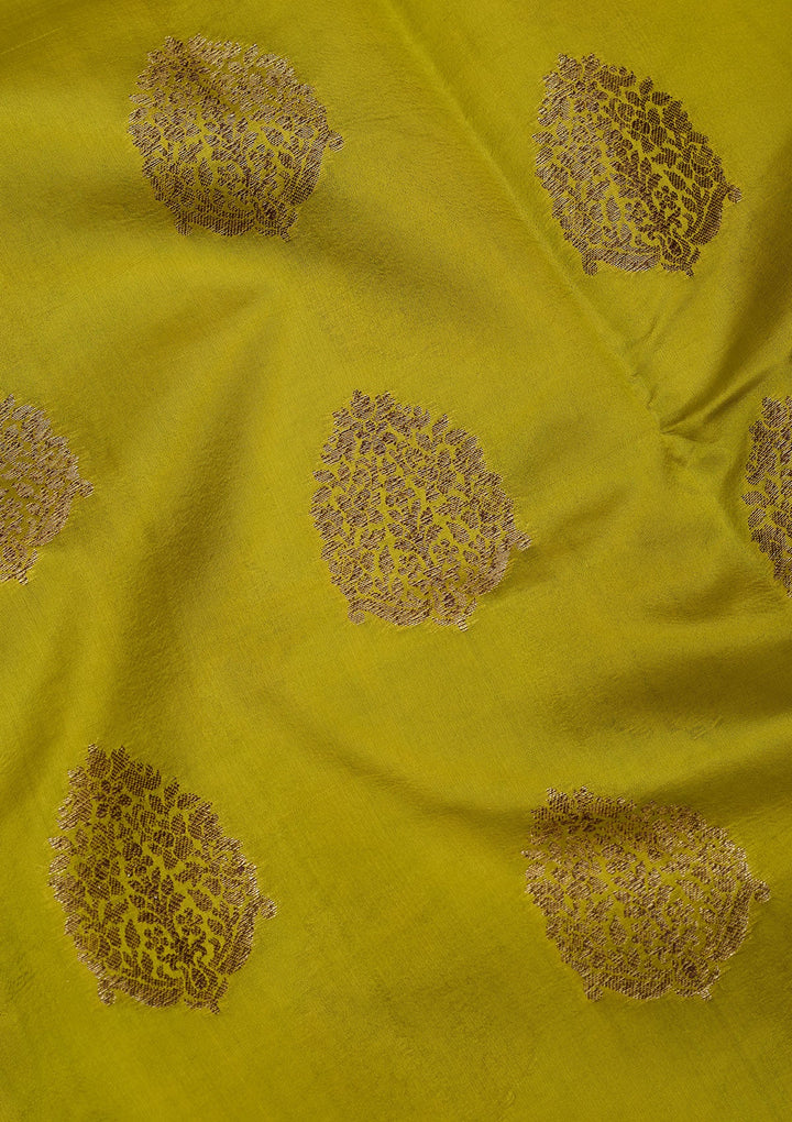 Lime Green Zariwork Pure Silk Saree