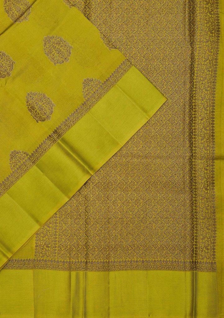 Lime Green Zariwork Pure Silk Saree
