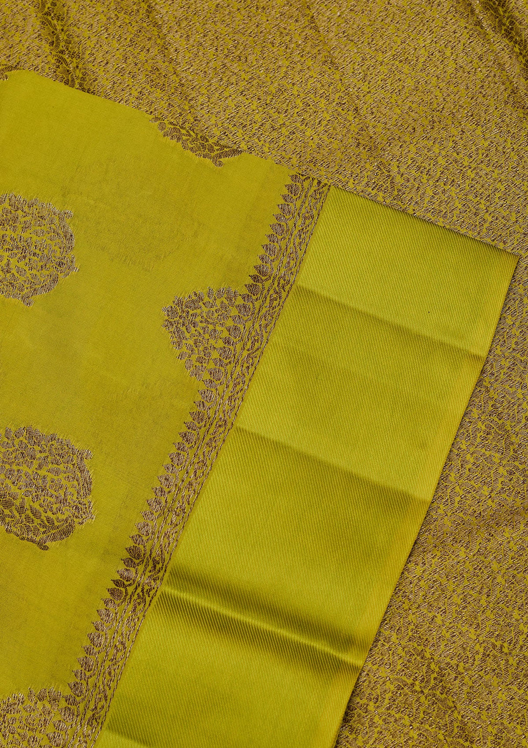 Lime Green Zariwork Pure Silk Saree