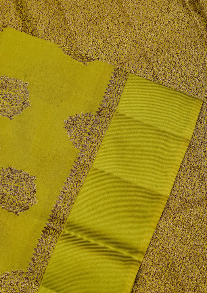 Lime Green Zariwork Pure Silk Saree