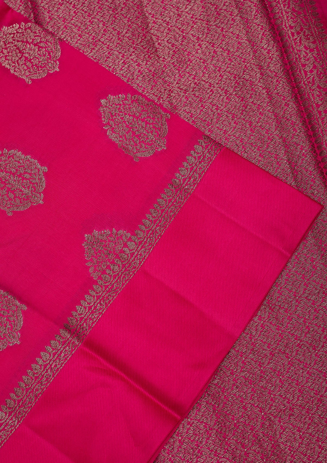 Magenta Pink Zariwork Pure Silk Saree