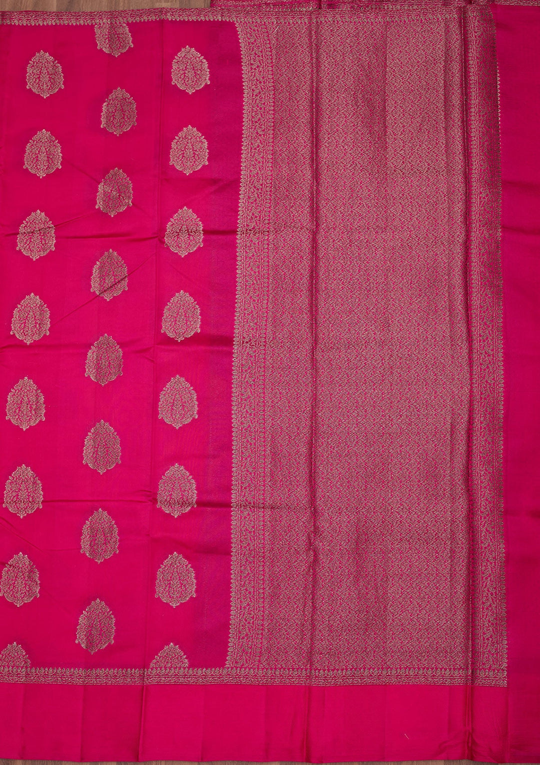 Magenta Pink Zariwork Pure Silk Saree