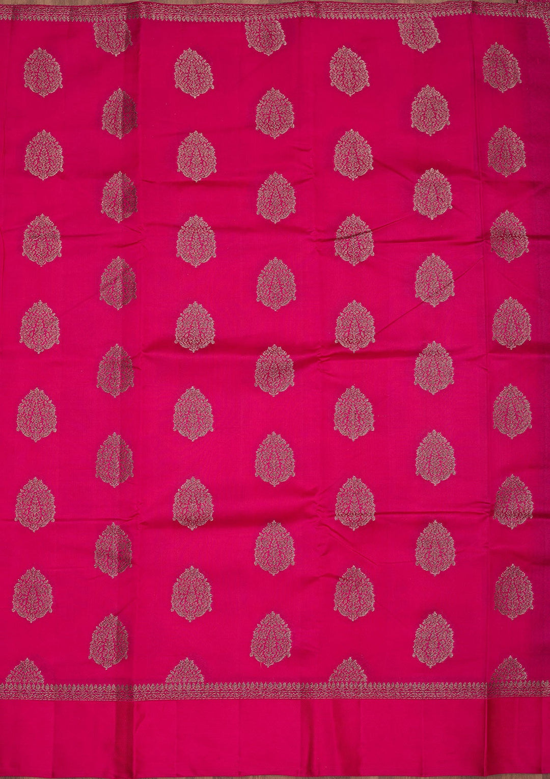 Magenta Pink Zariwork Pure Silk Saree