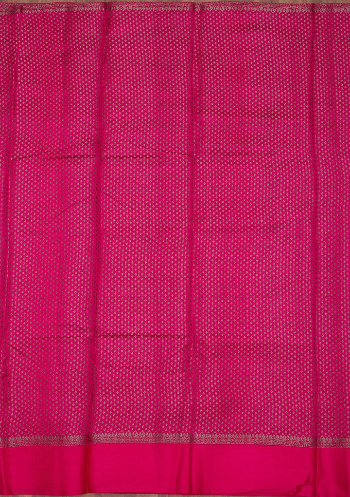 Magenta Pink Zariwork Pure Silk Saree