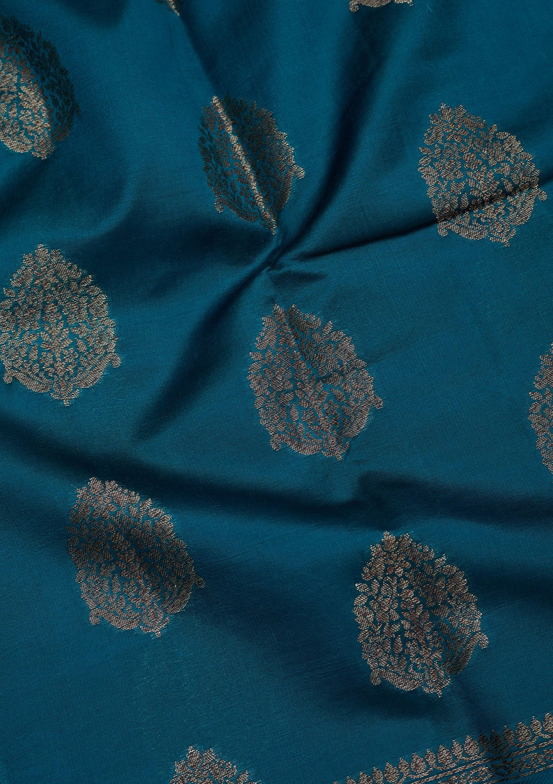 Peacock Blue Zariwork Pure Silk Saree