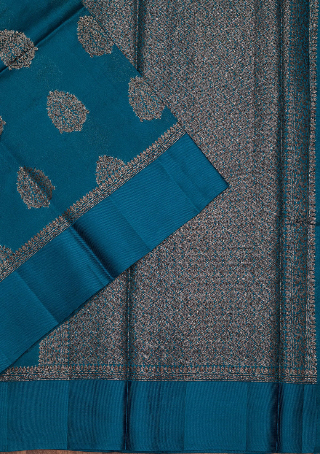 Peacock Blue Zariwork Pure Silk Saree