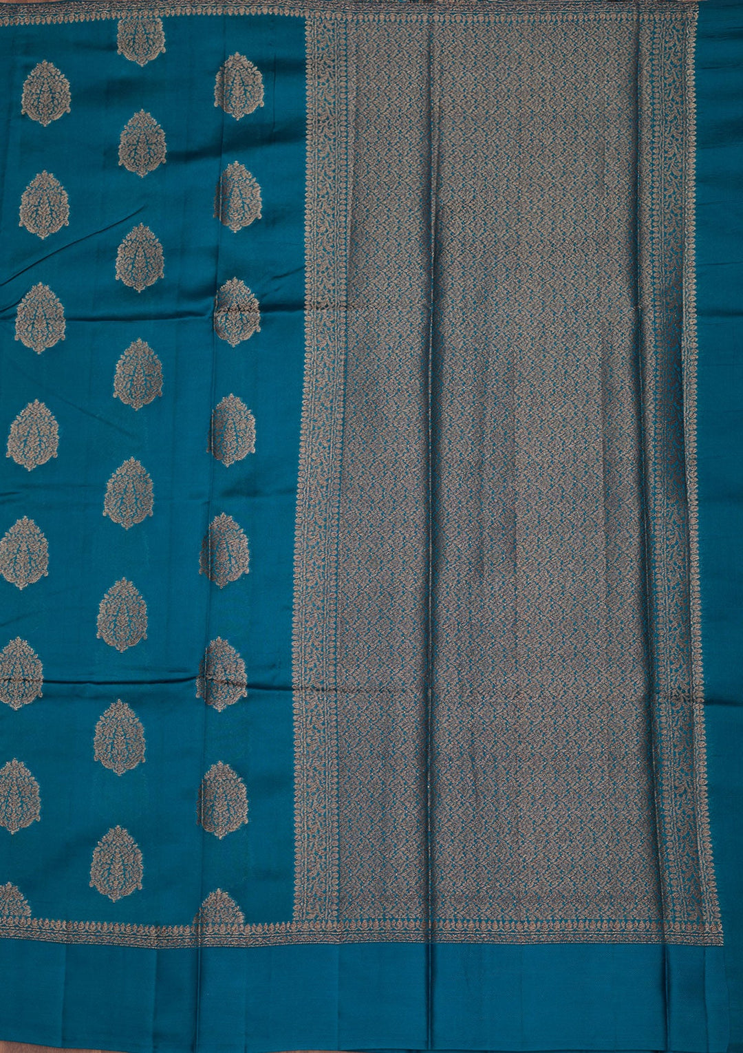 Peacock Blue Zariwork Pure Silk Saree