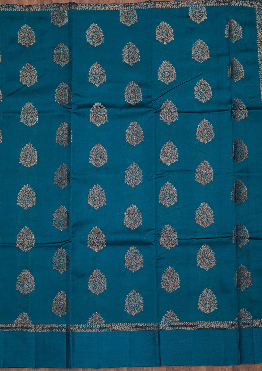 Peacock Blue Zariwork Pure Silk Saree