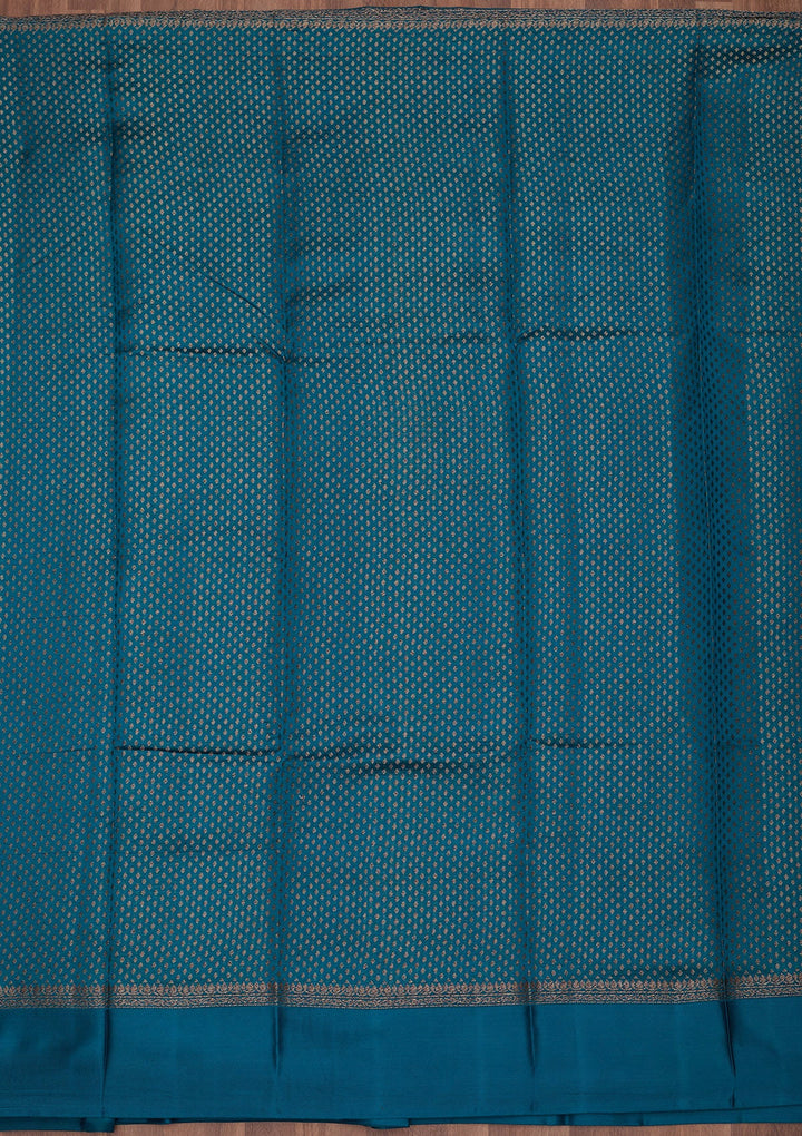 Peacock Blue Zariwork Pure Silk Saree