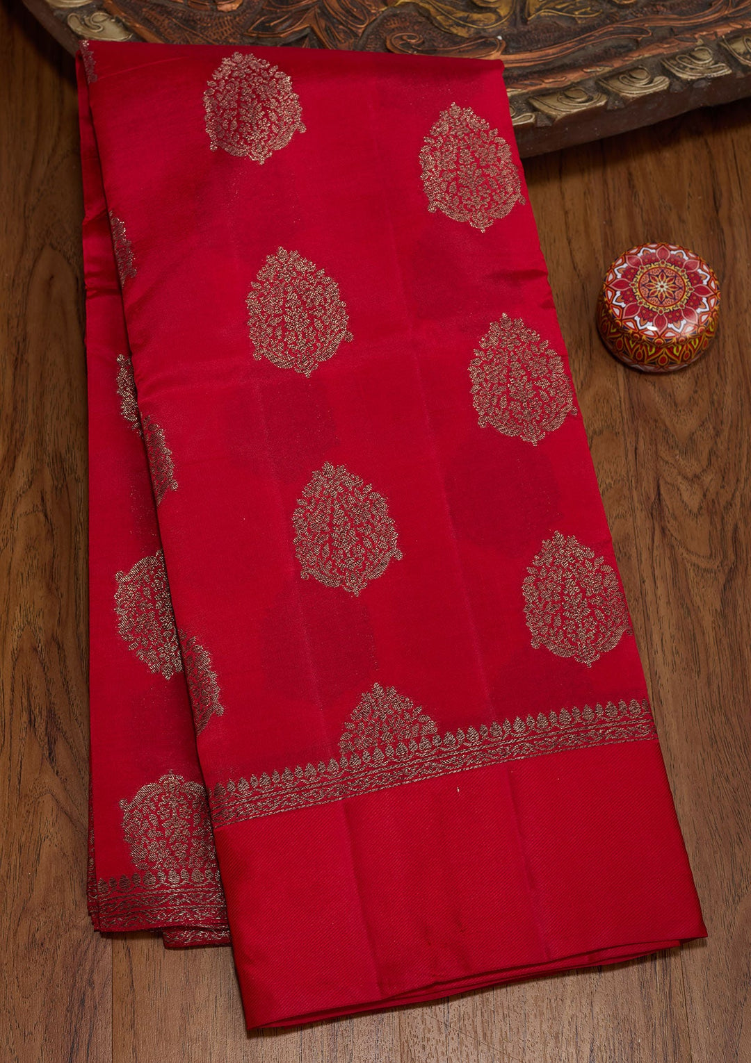 Red Zariwork Pure Silk Saree-koskii