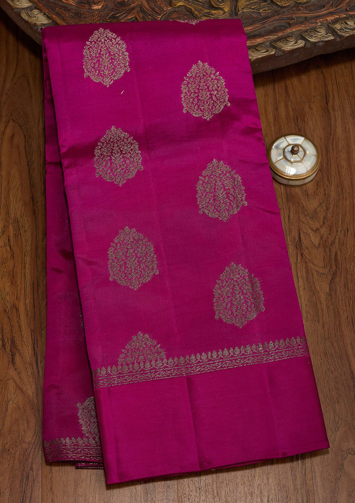 Wine Zariwork Pure Silk Saree-koskii