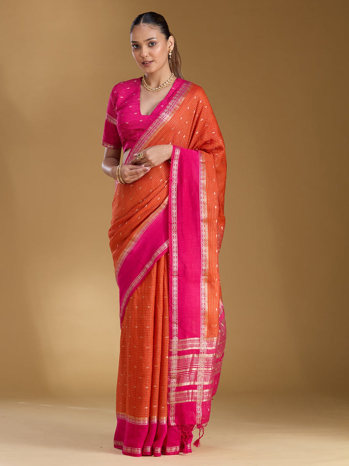 Orange Zariwork (Gold) Art Silk Silk_Saree