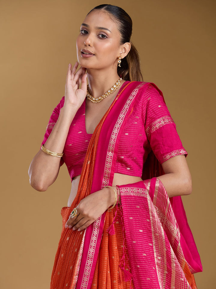 Orange Zariwork (Gold) Art Silk Silk_Saree